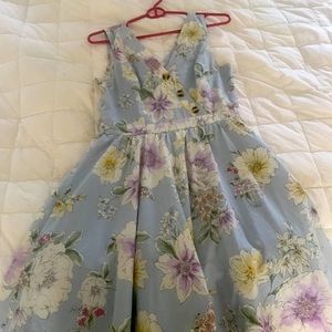 Blue Floral Flare Dress